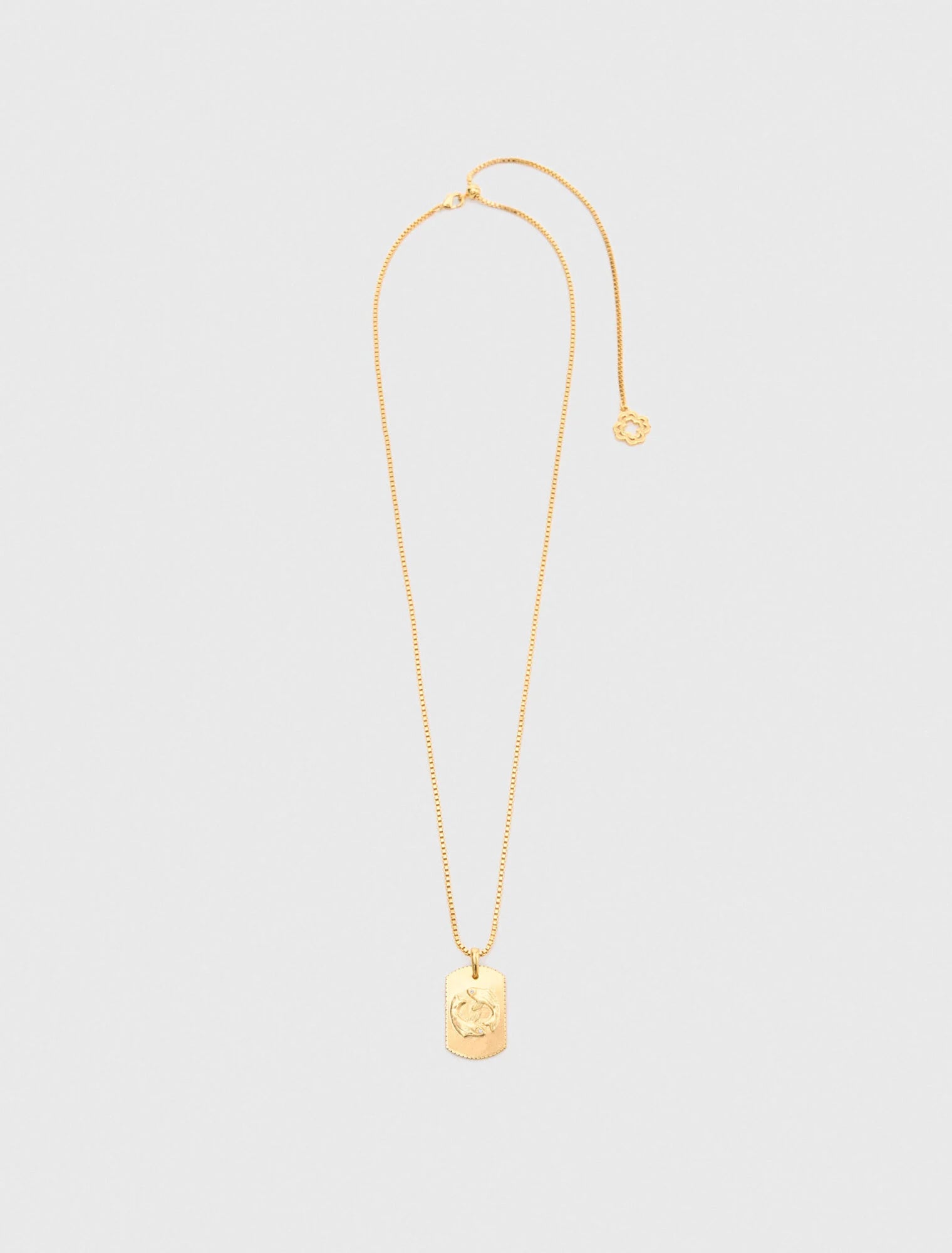 Pisces Zodiac sign plaque necklace