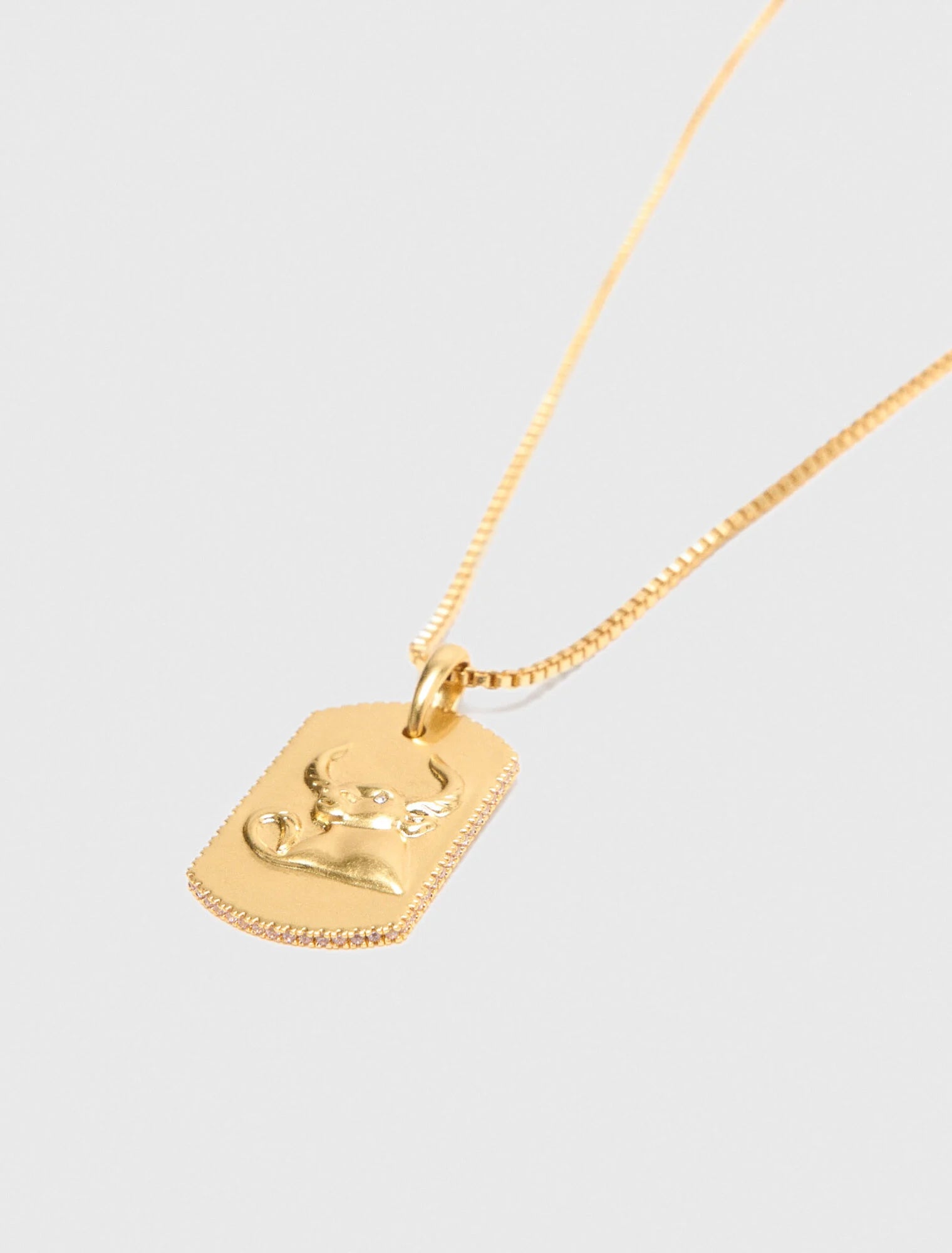 Taurus Zodiac sign plaque necklace