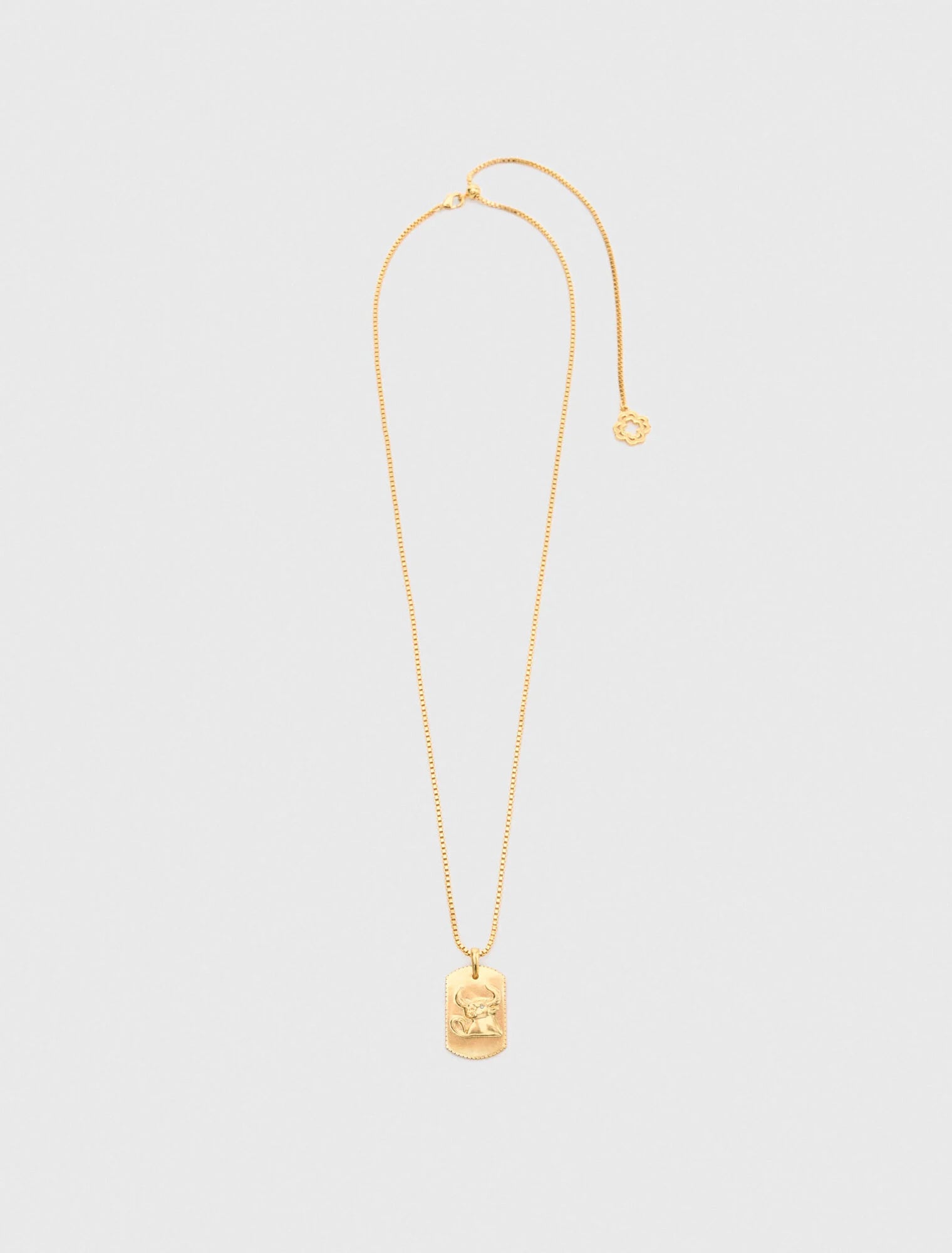 Taurus Zodiac sign plaque necklace