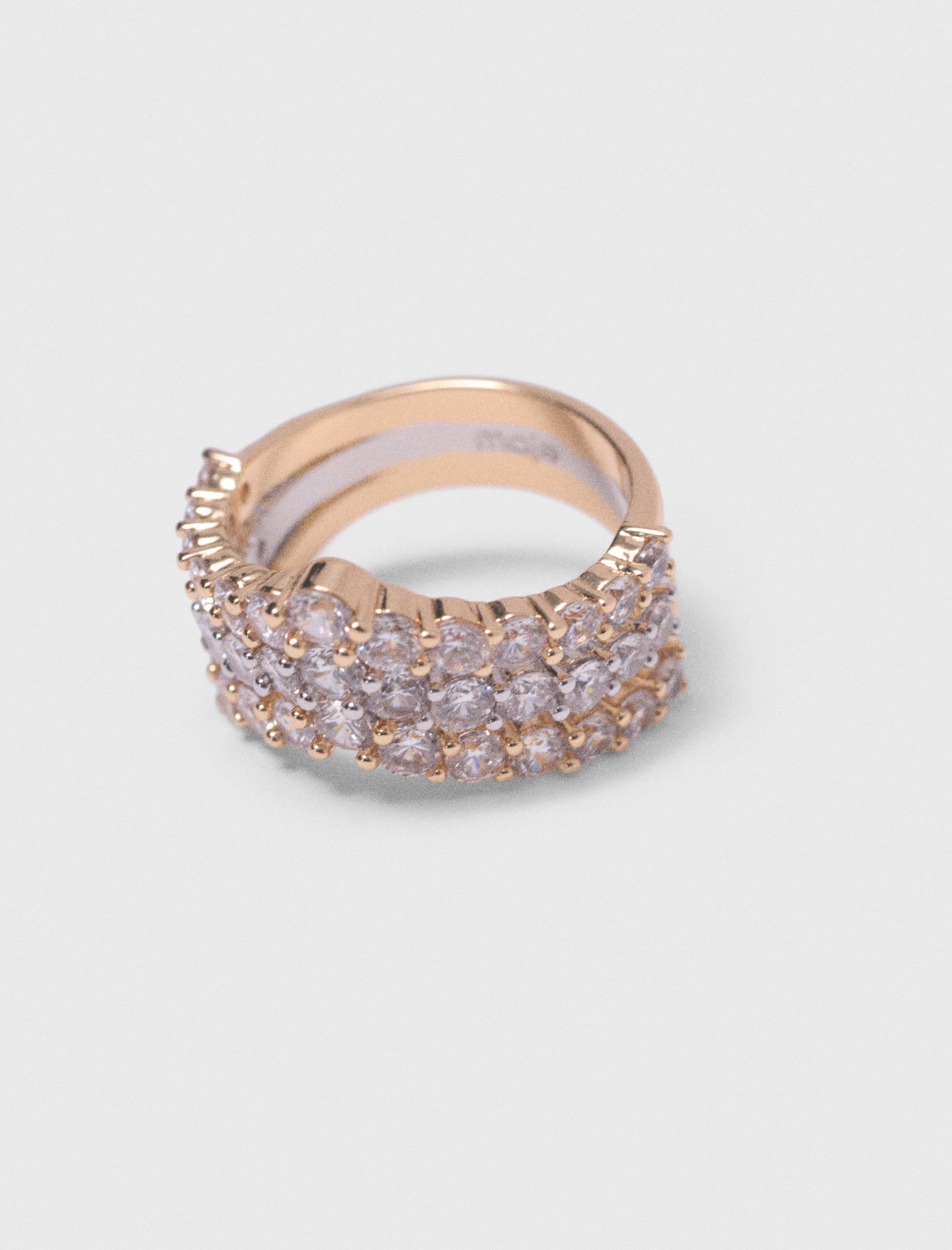 Two-Tone Rhinestone Ring Gold Silver