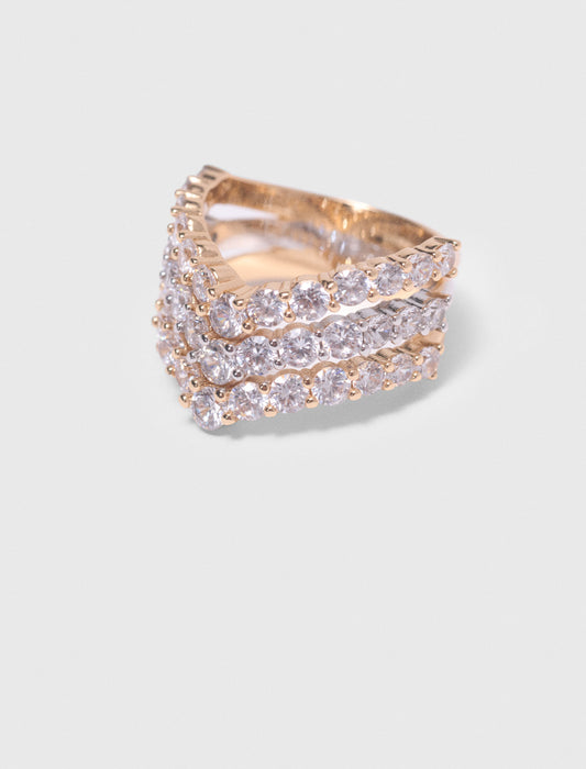 Two-Tone Rhinestone Ring GOLD SILVER