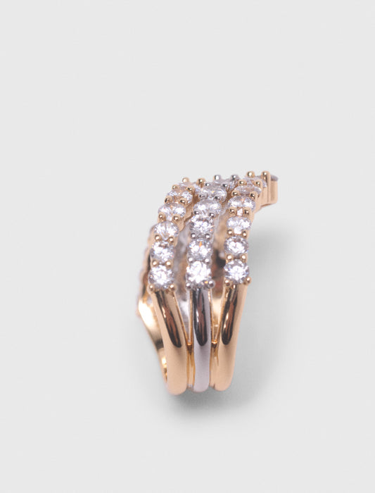 Two-Tone Rhinestone Ring GOLD SILVER