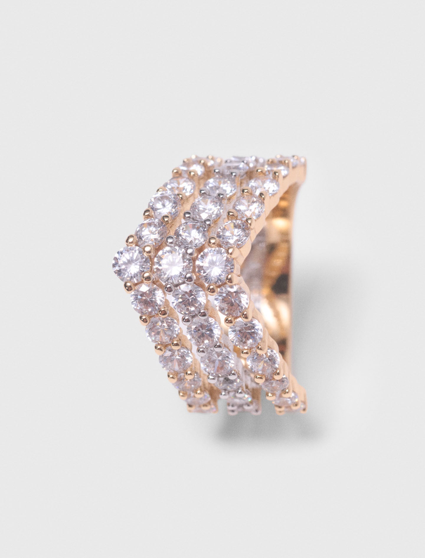 Two-Tone Rhinestone Ring Gold Silver