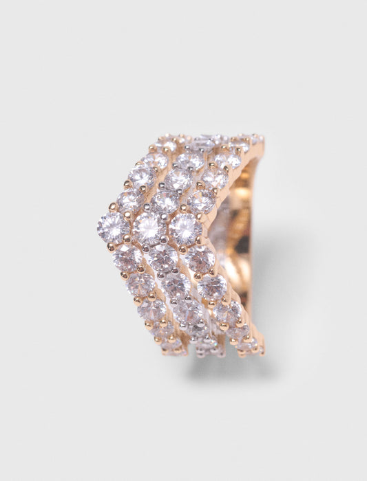 Two-Tone Rhinestone Ring GOLD SILVER