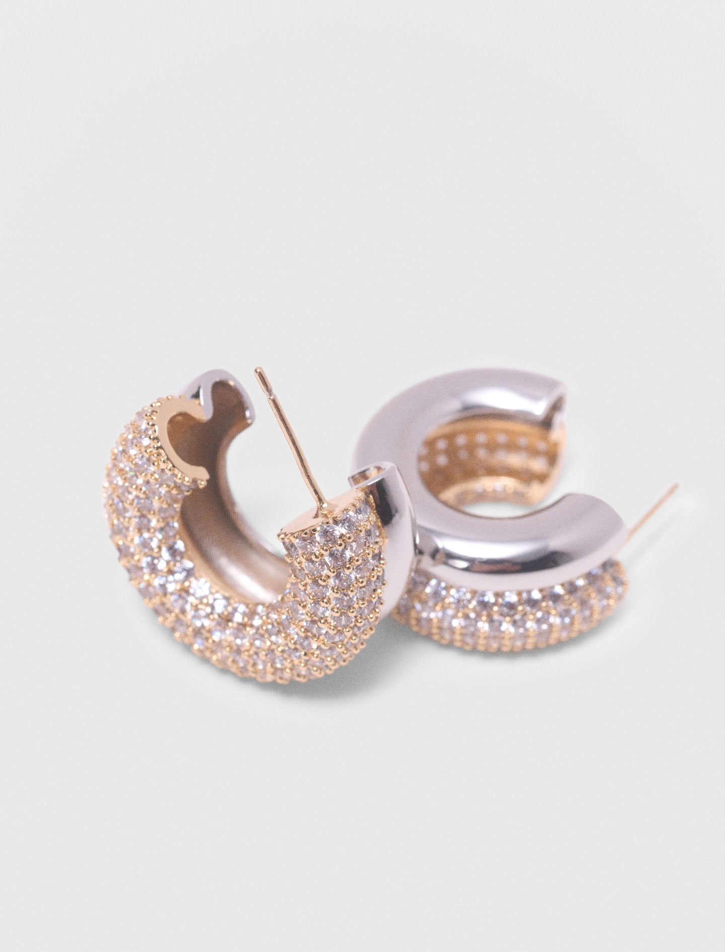 Rhinestone Earrings Gold Silver