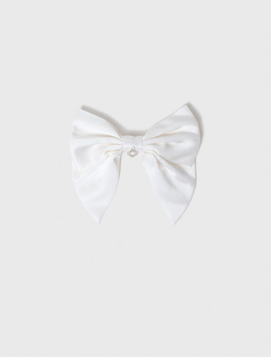 Satin-Effect Bow Barrette White