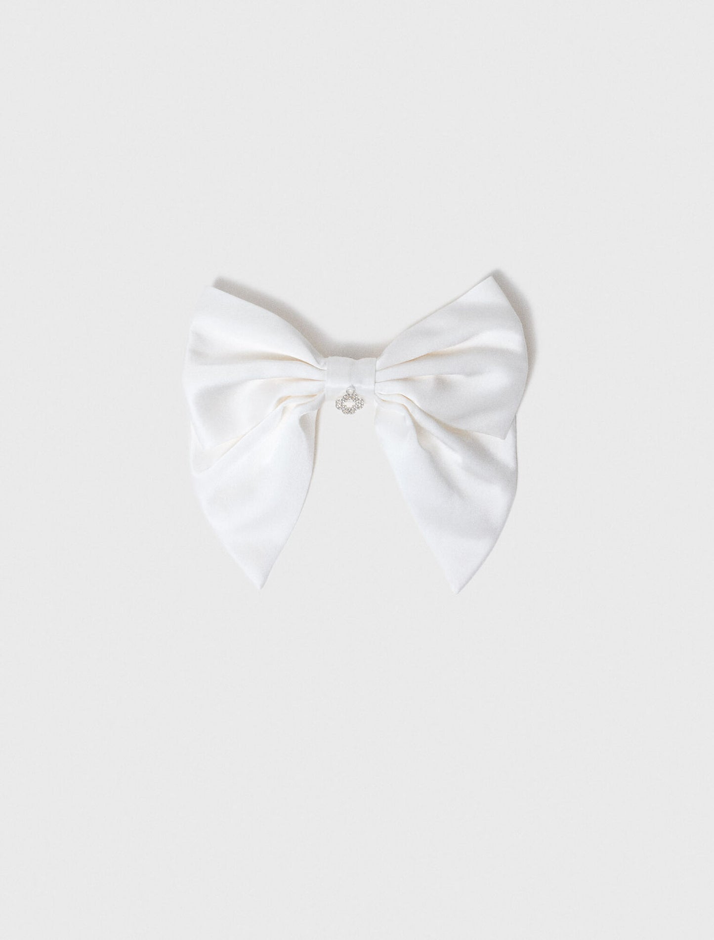 Satin-Effect Bow Barrette White
