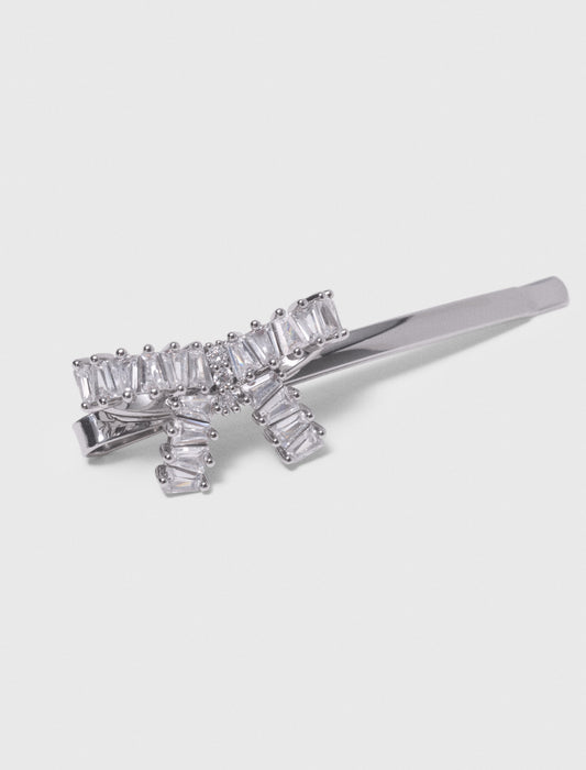 Rhinestone Bow Barrette CARAMEL