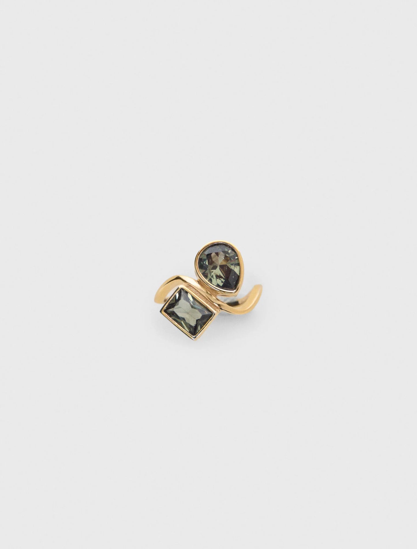Asymmetrical Ring With Rhinestones Gold