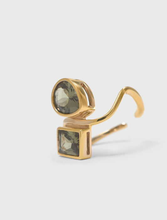 Asymmetrical Ring With Rhinestones Gold