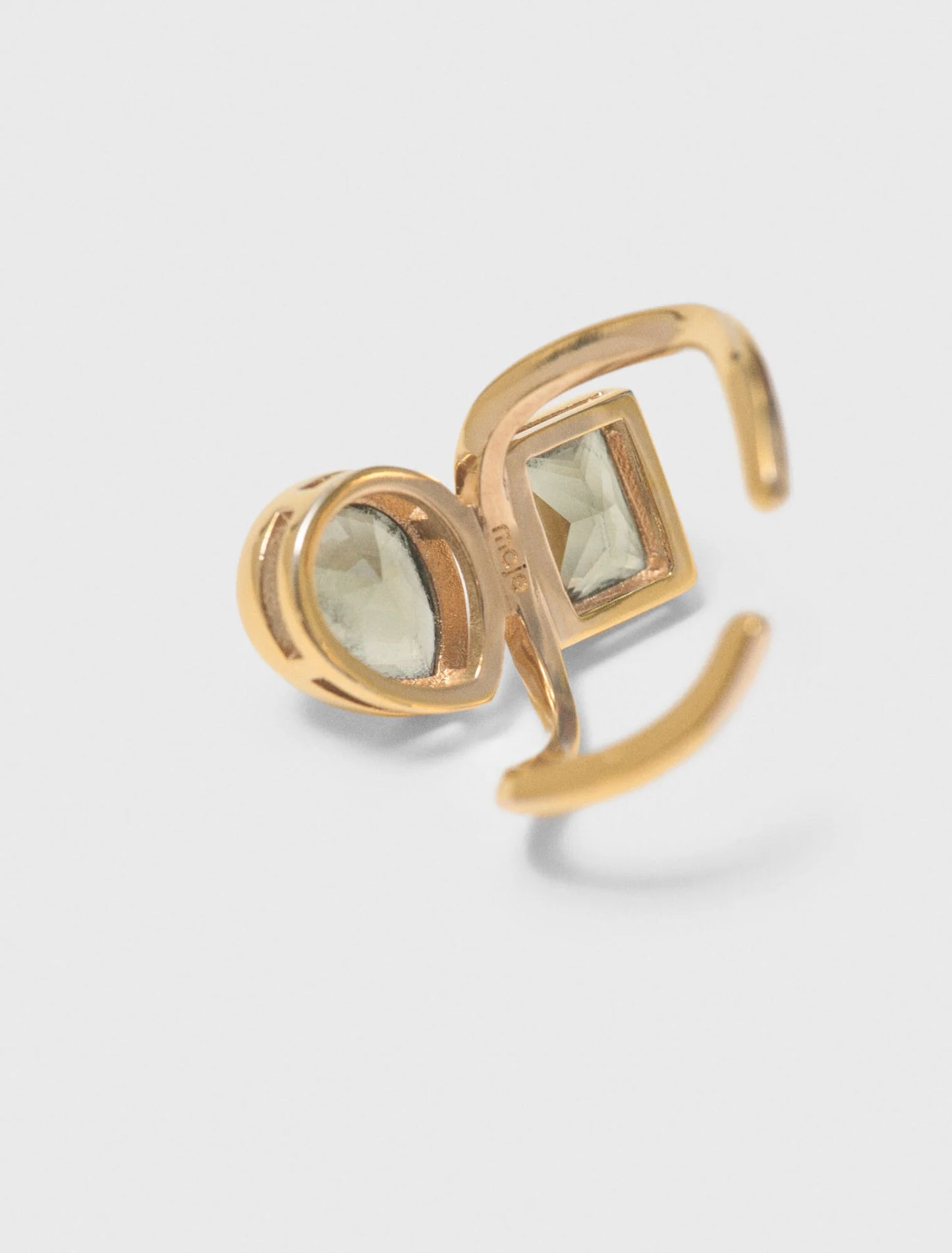 Asymmetrical Ring With Rhinestones Gold