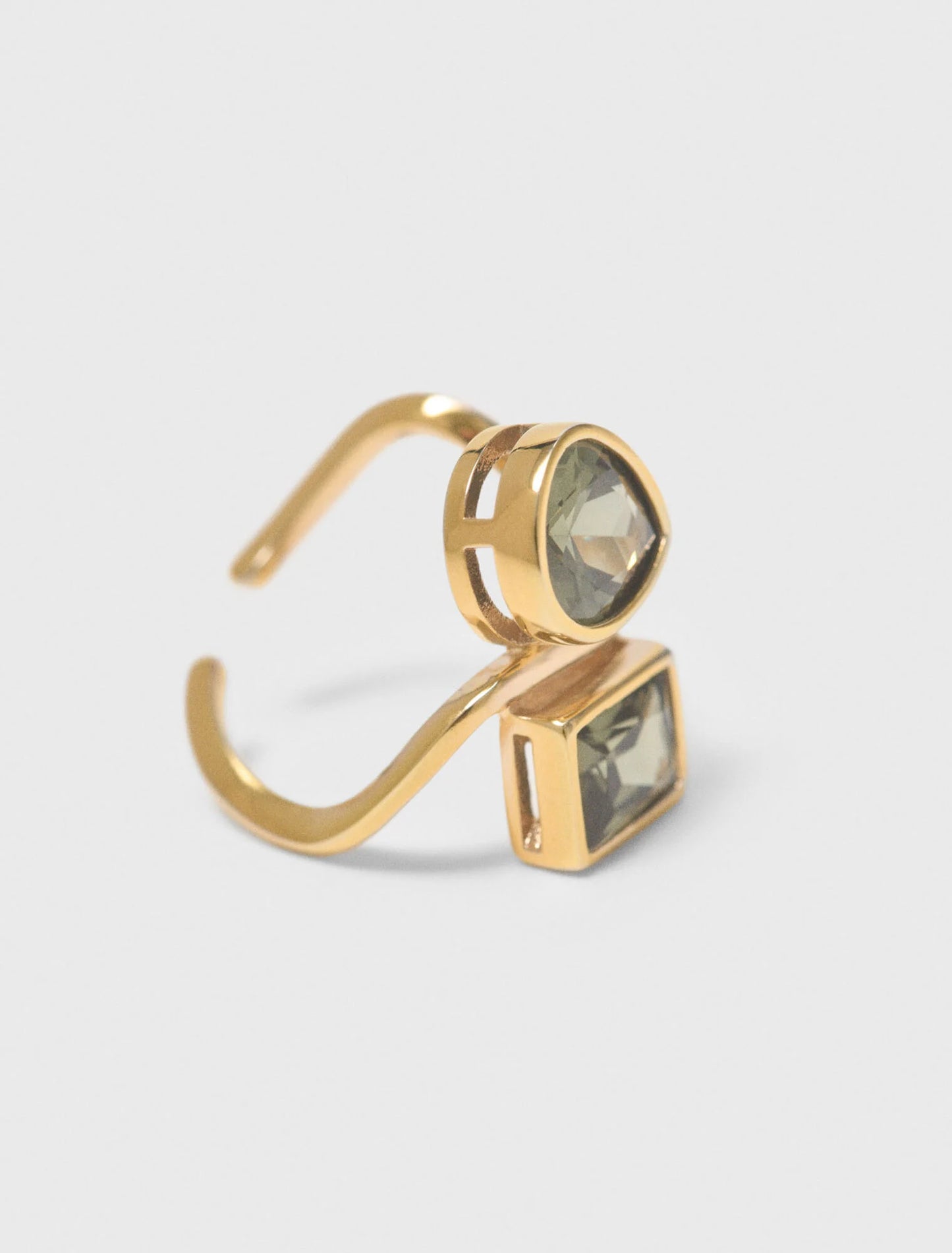 Asymmetrical Ring With Rhinestones Gold