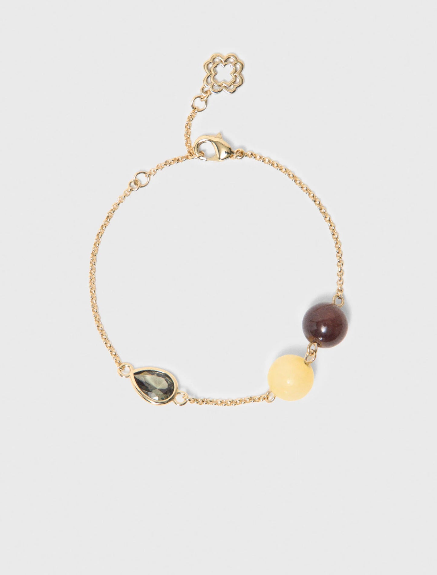 Bracelet With Pearl And Rhinestone Gold