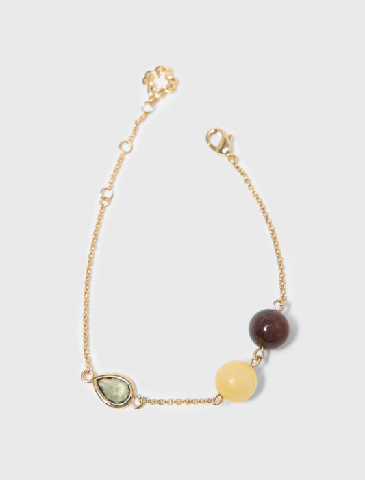 Bracelet With Pearl And Rhinestone Gold