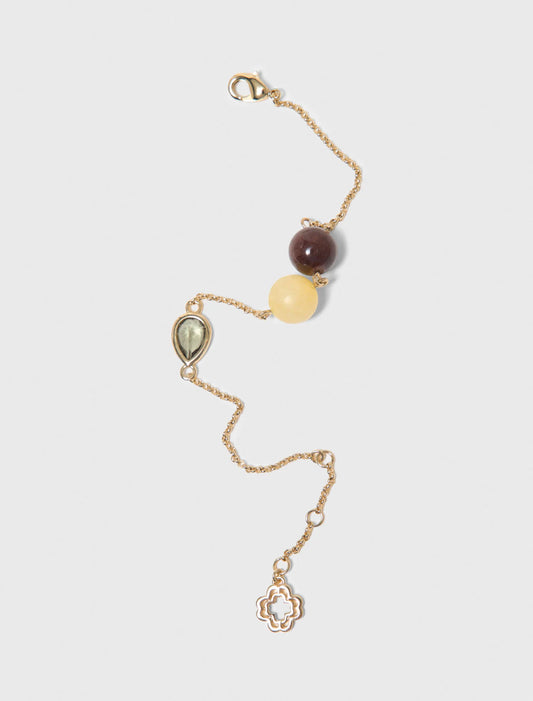 Bracelet With Pearl And Rhinestone Gold