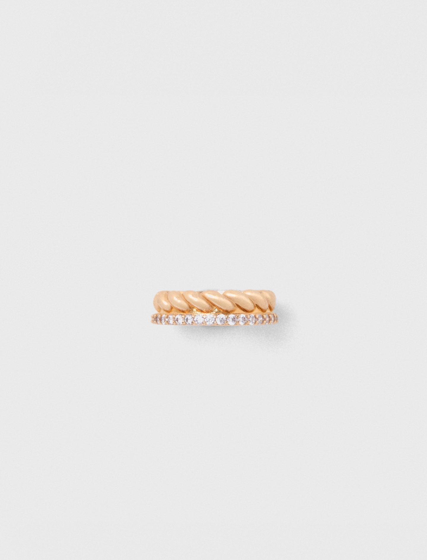 Twisted gold rhinestone ring Gold