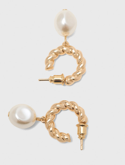 Twisted bead hoop earrings Gold