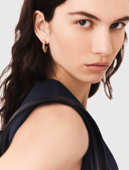 Twisted rhinestone hoop earrings Gold