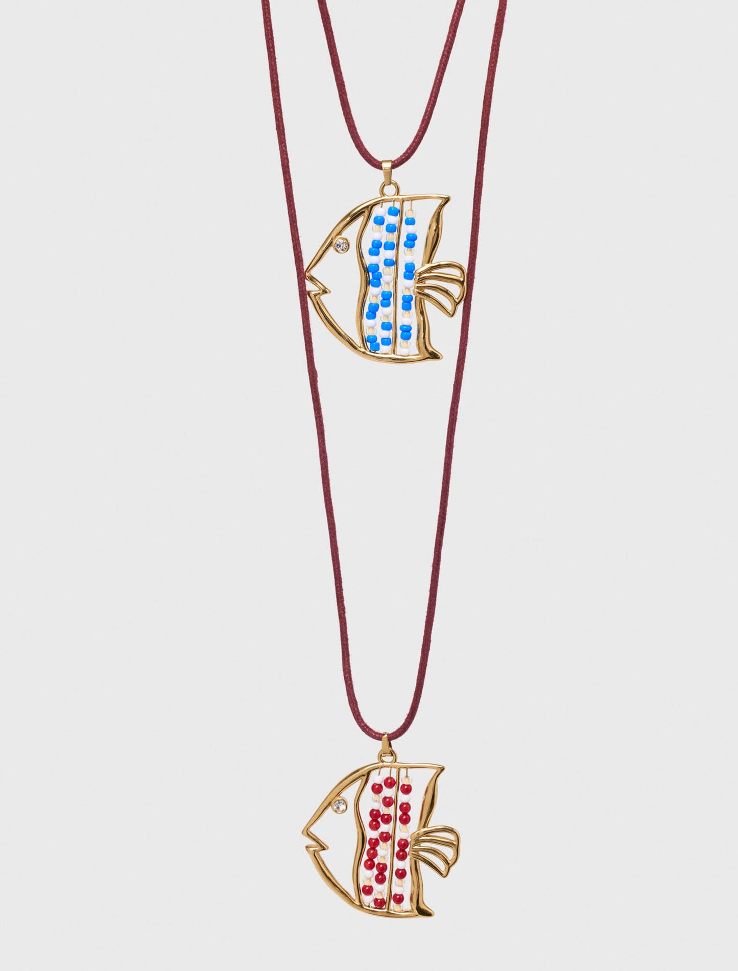 Double fish necklace Gold