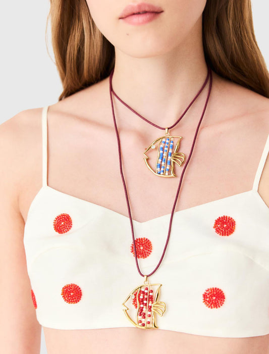 Double fish necklace Gold