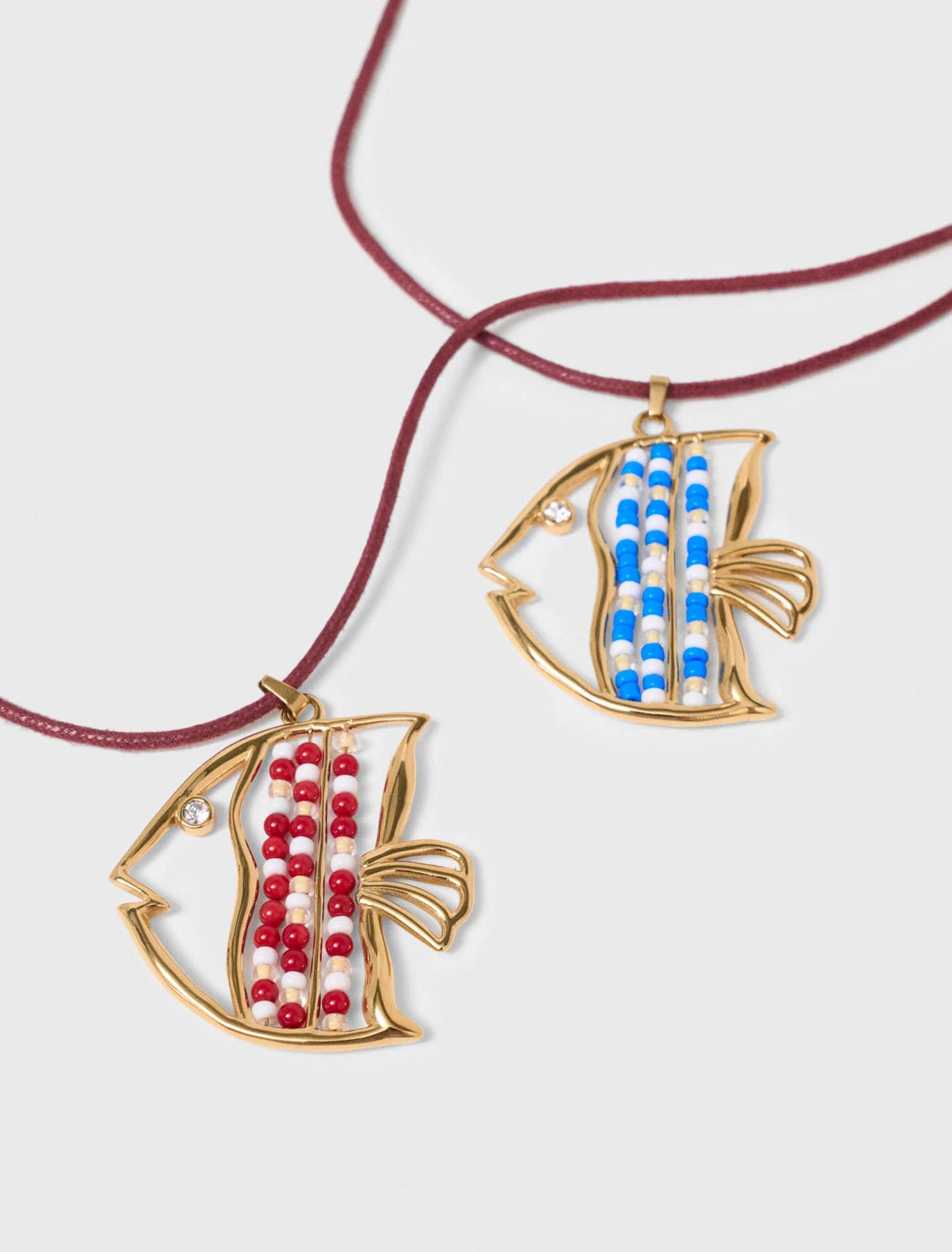 Double fish necklace Gold