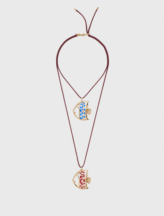 Double fish necklace Gold