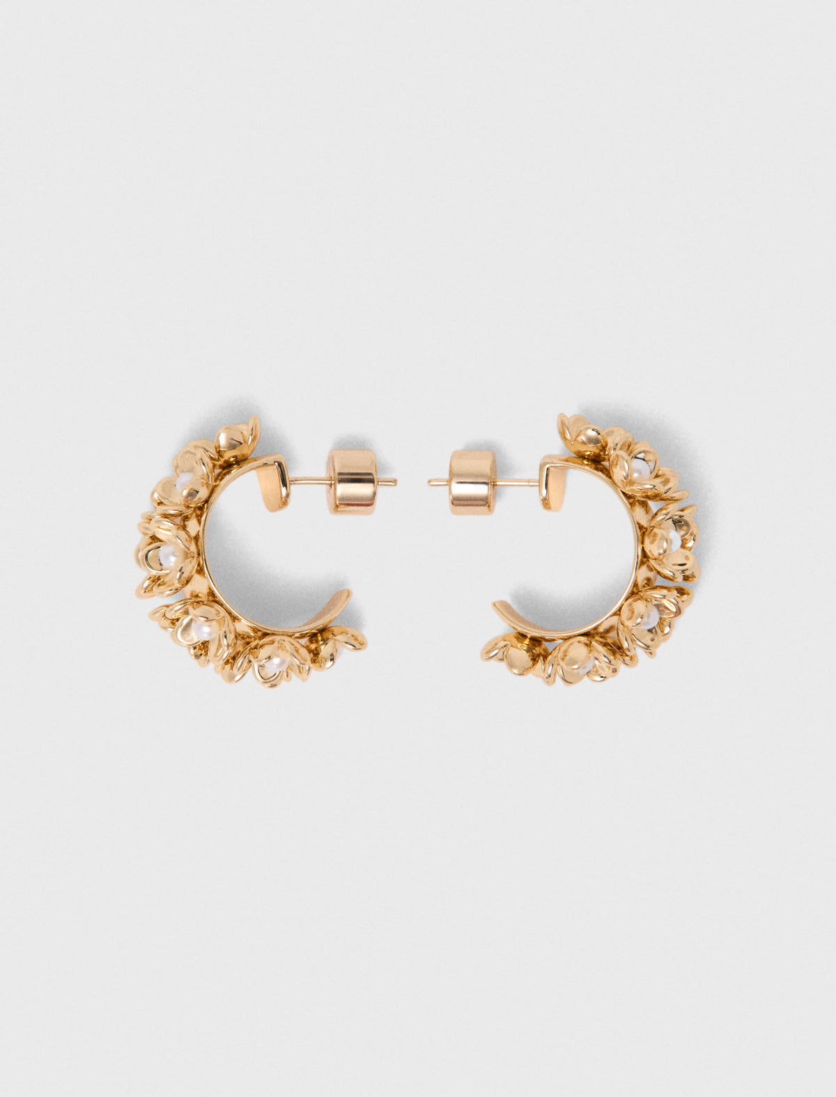 Rhinestone flower hoop earrings Gold