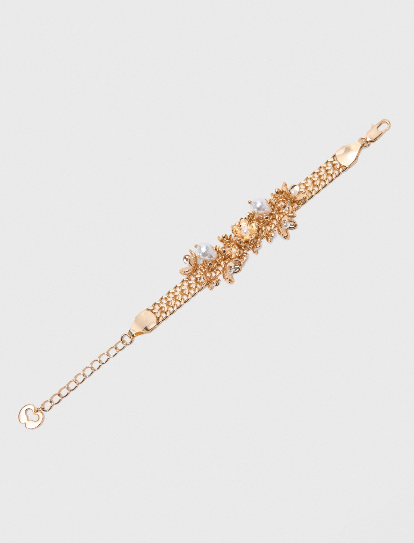 Asymmetric wide chain bracelet Gold