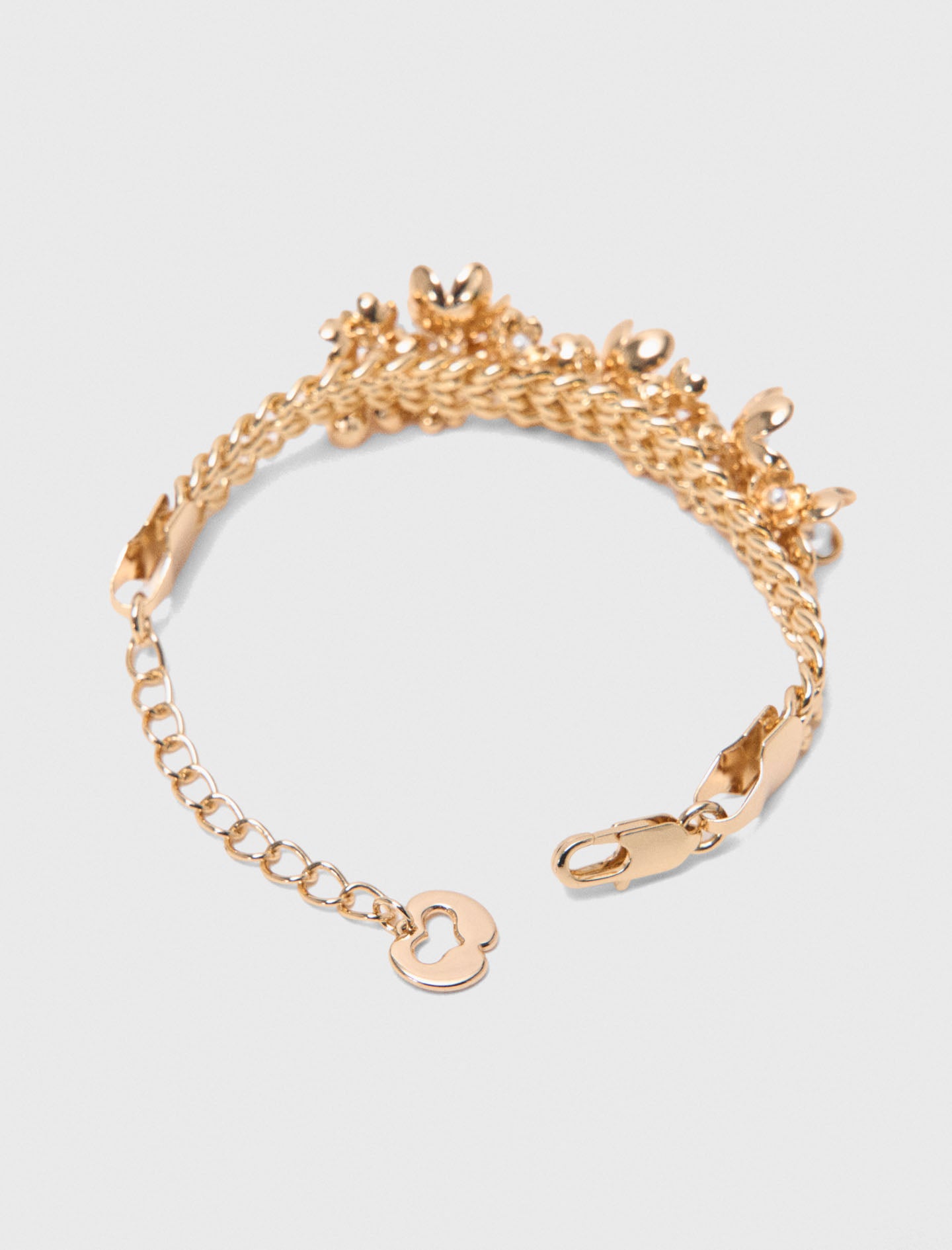 Asymmetric wide chain bracelet Gold