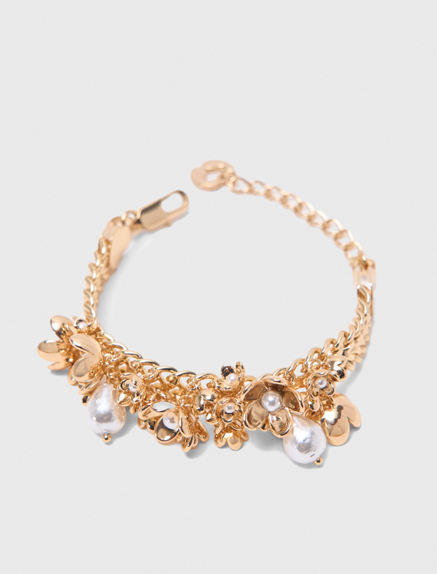 Asymmetric wide chain bracelet Gold