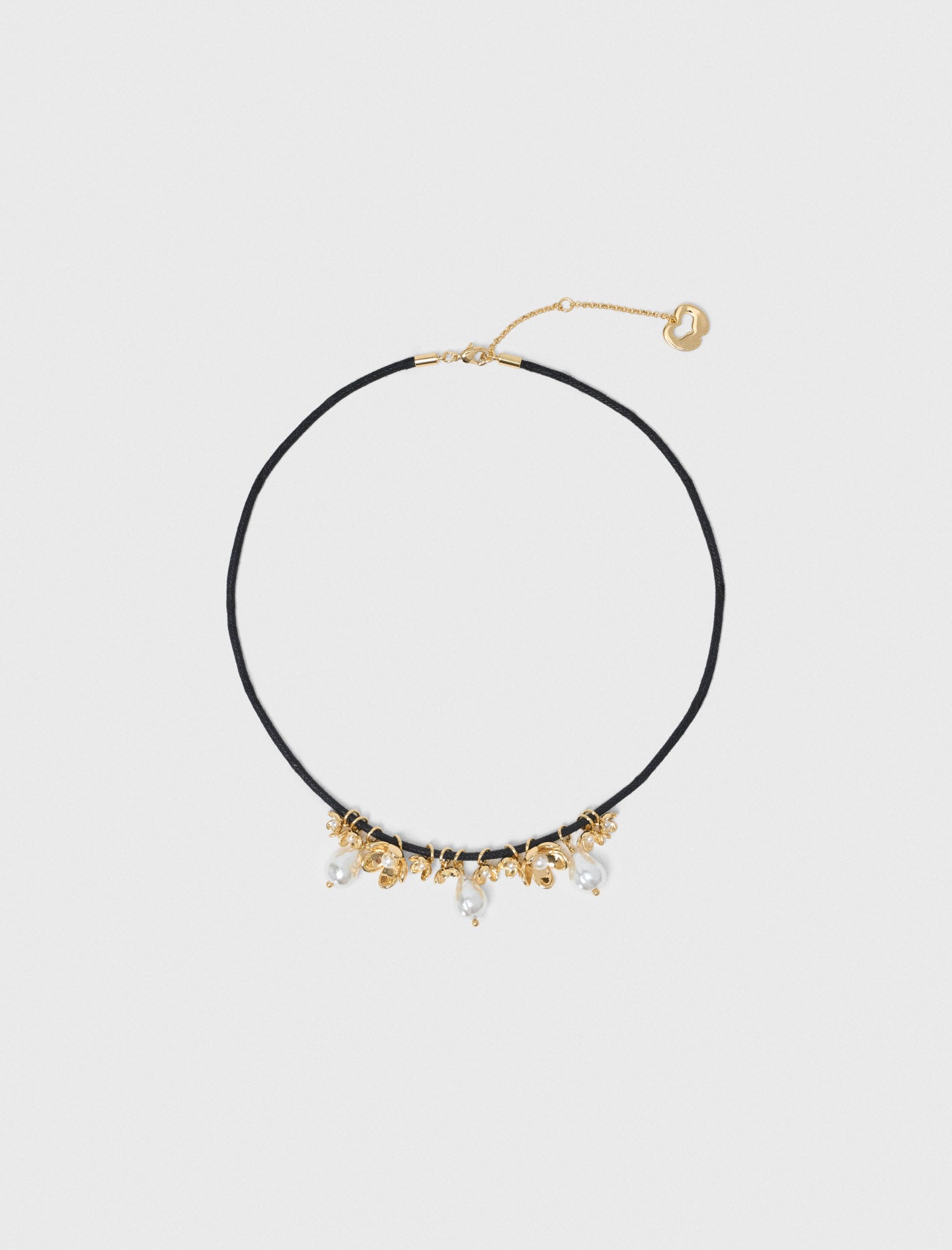Flower detail cord necklace Gold