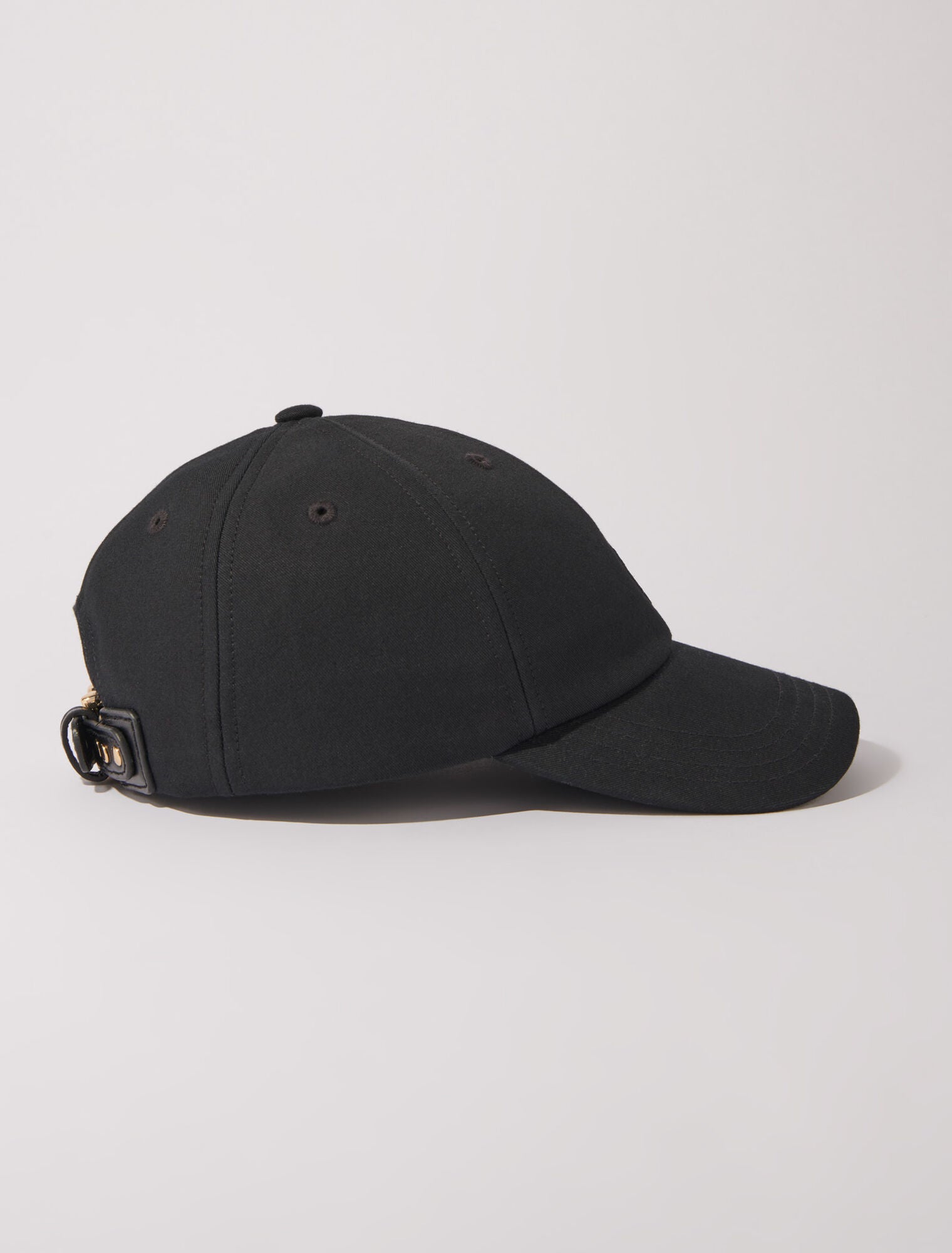Black  -Cotton cap with gold-tone buckle