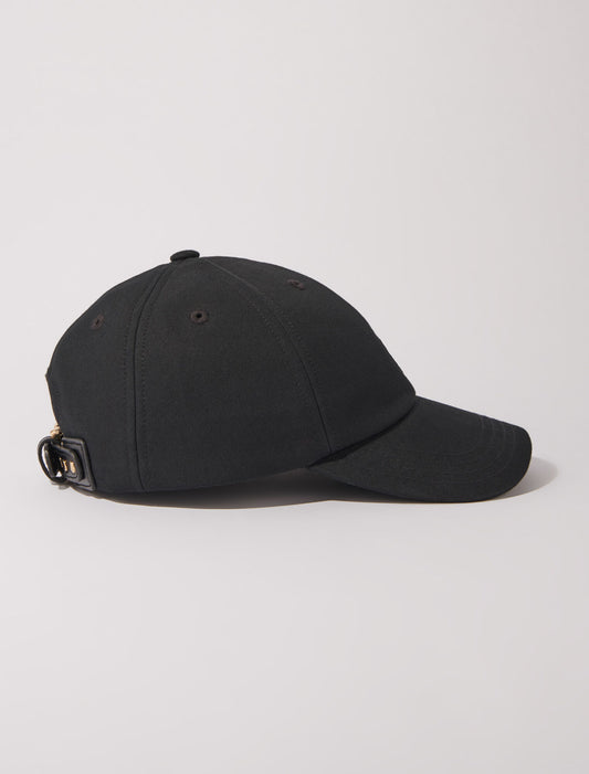 Black  -Cotton cap with gold-tone buckle