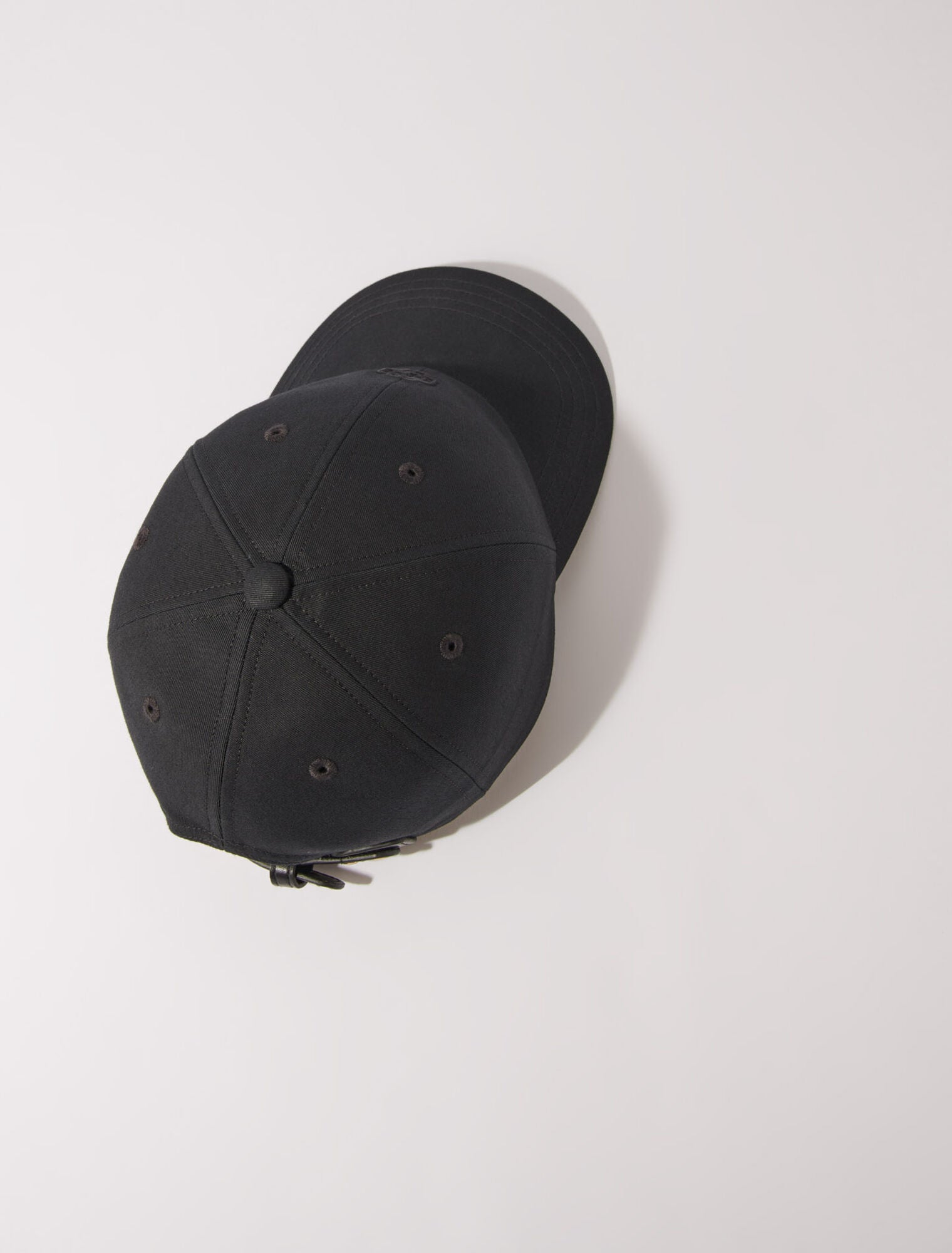 Black  -Cotton cap with gold-tone buckle