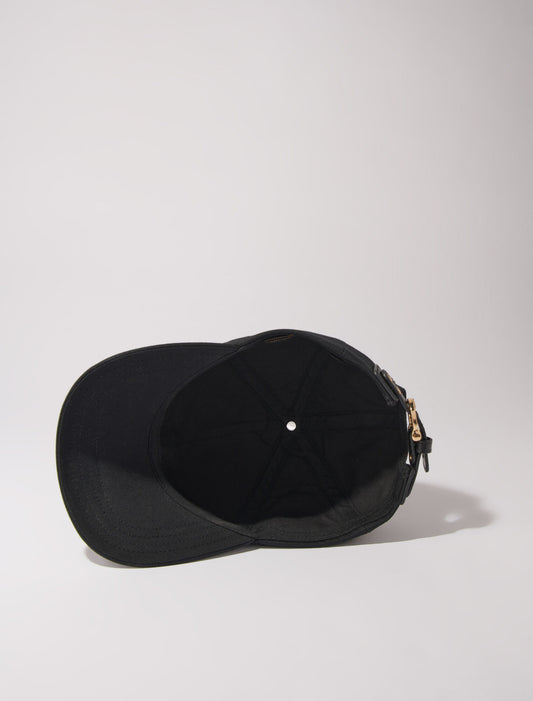Black  -Cotton cap with gold-tone buckle