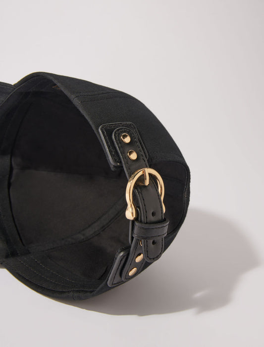 Black  -Cotton cap with gold-tone buckle