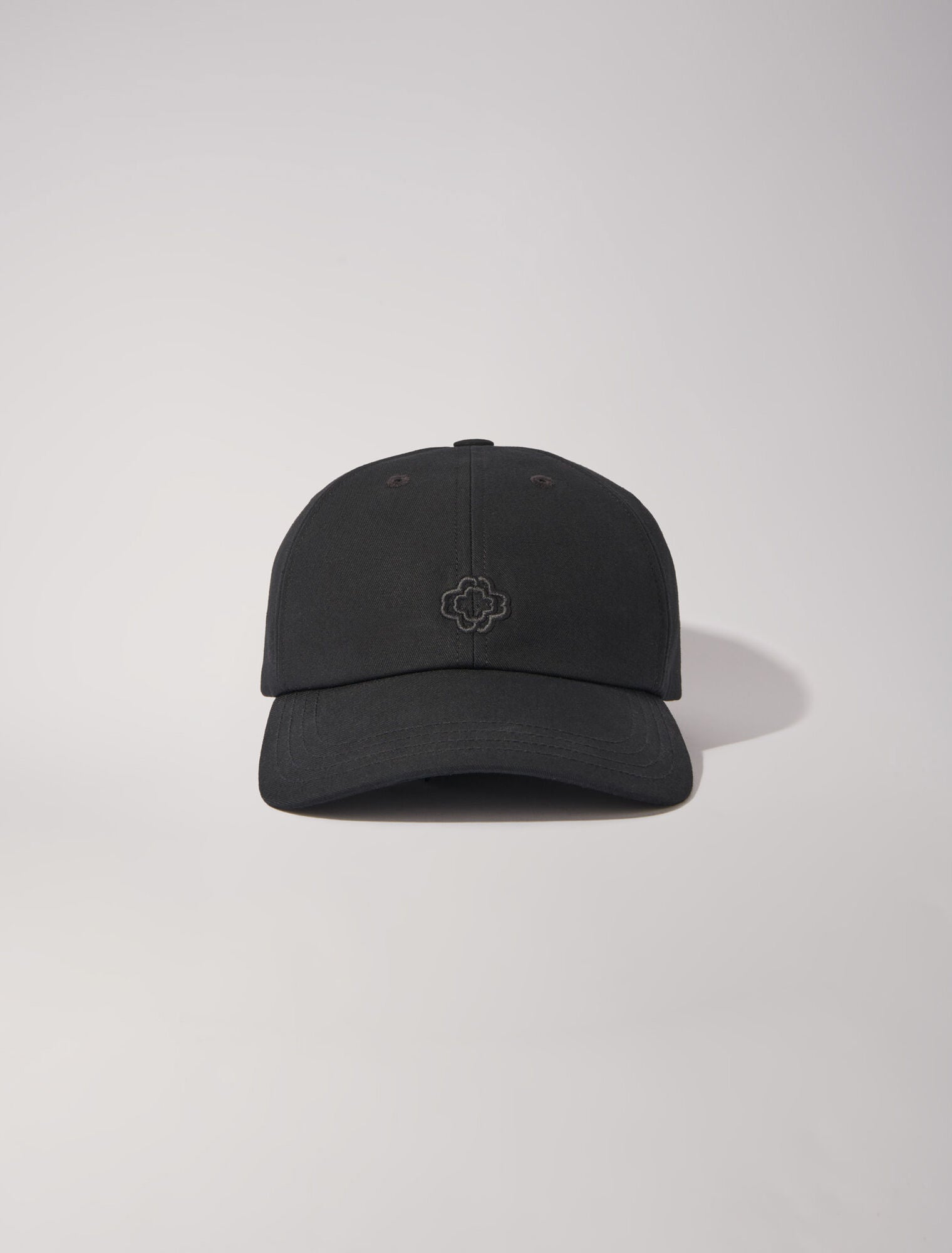 Black  -Cotton cap with gold-tone buckle