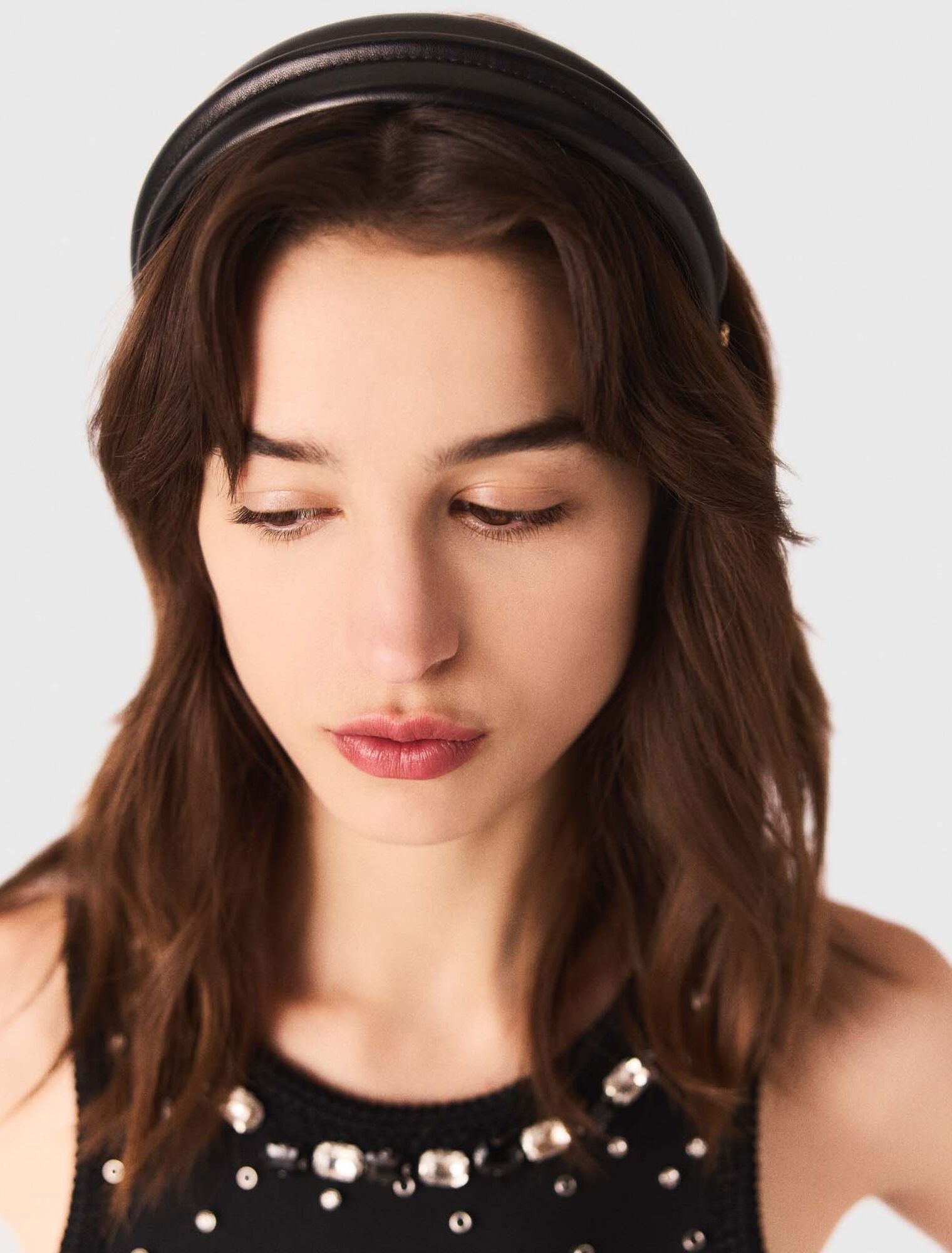 Leather headband Black