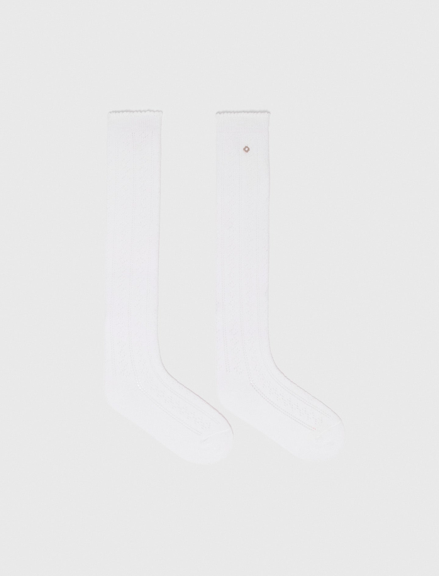 Knee-High Pointelle Socks WHITE