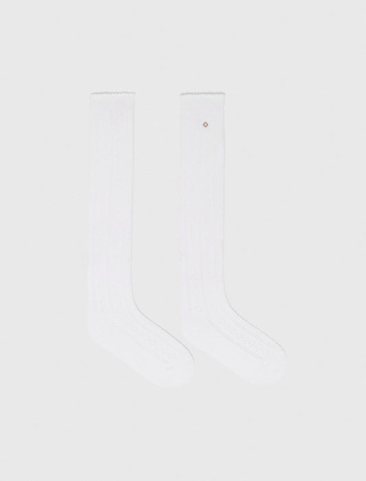 Knee-High Pointelle Socks WHITE