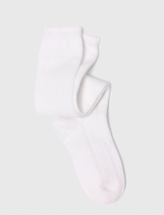 Knee-High Pointelle Socks WHITE