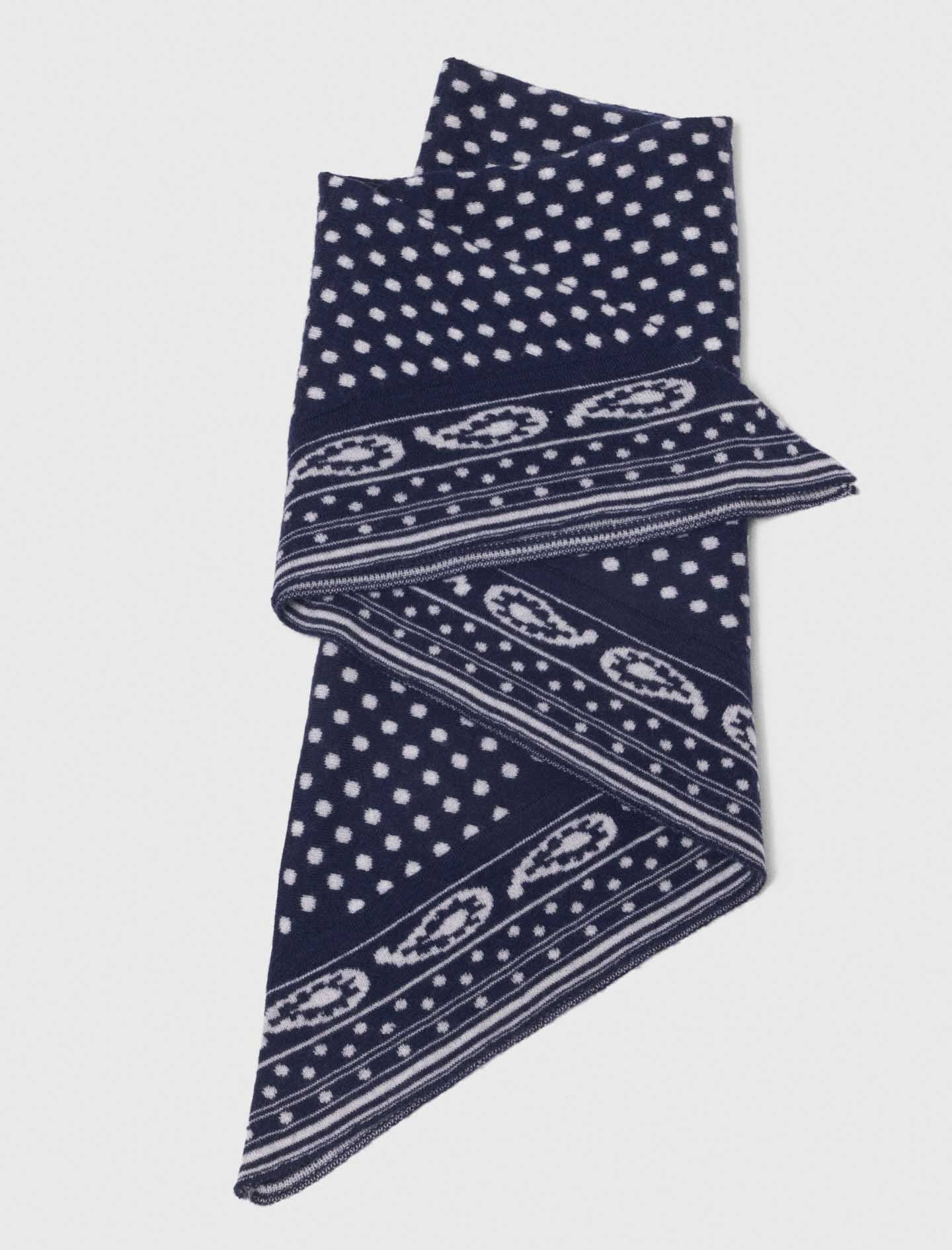 Reversible Triangle Scarf Navy Polka Dot Bandana Print