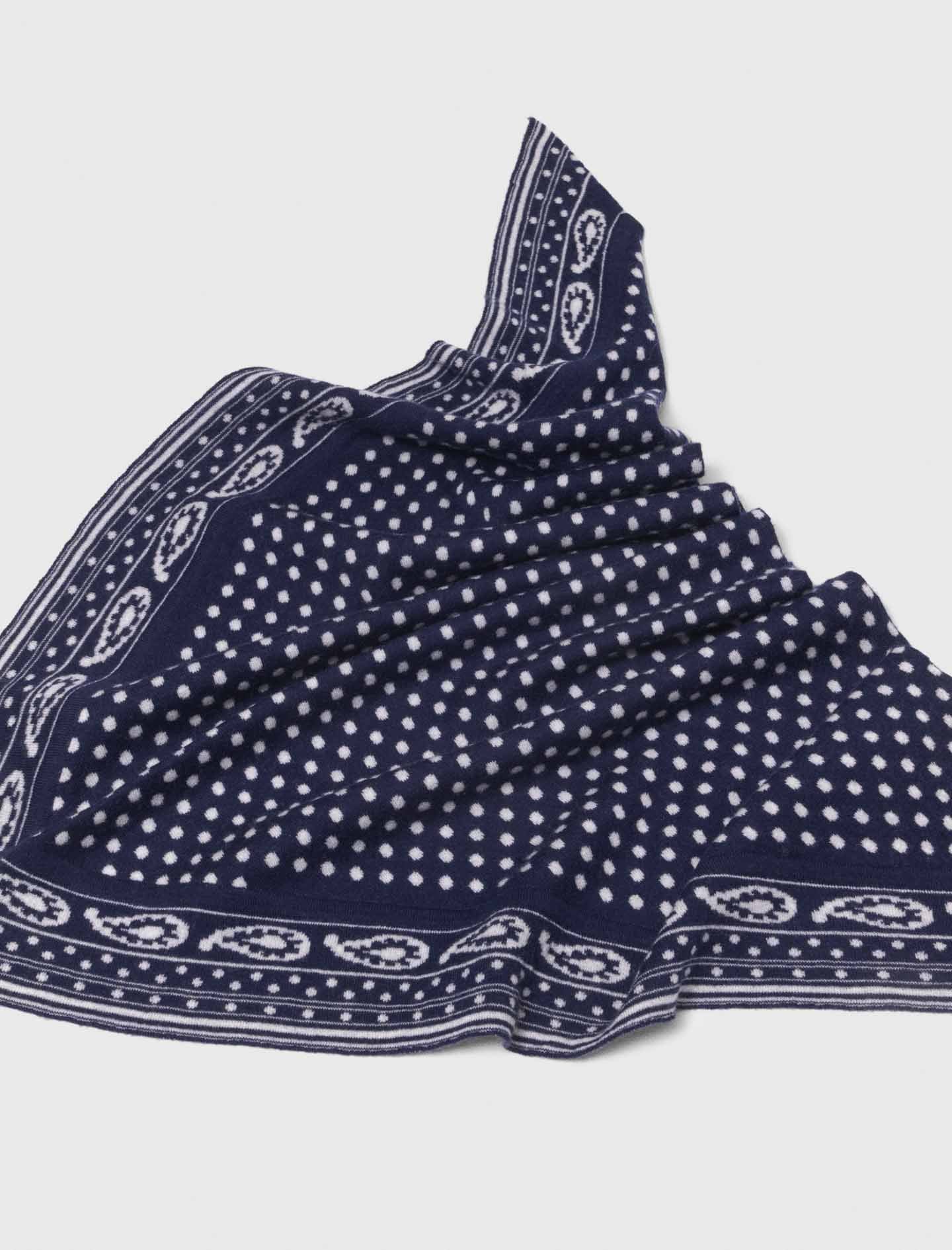 Reversible Triangle Scarf Navy Polka Dot Bandana Print