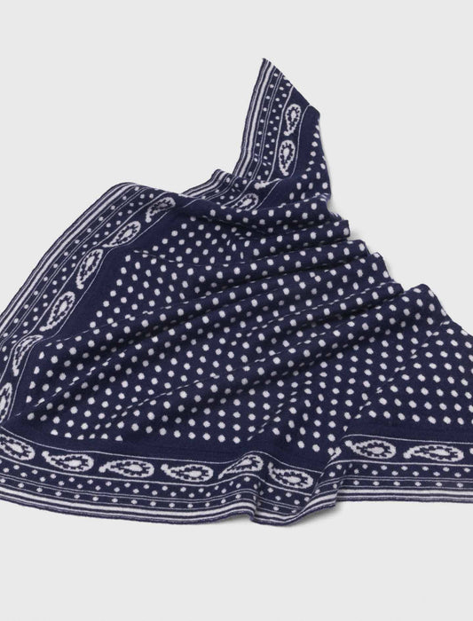 Reversible Triangle Scarf NAVY POLKA DOT BANDANA PRINT