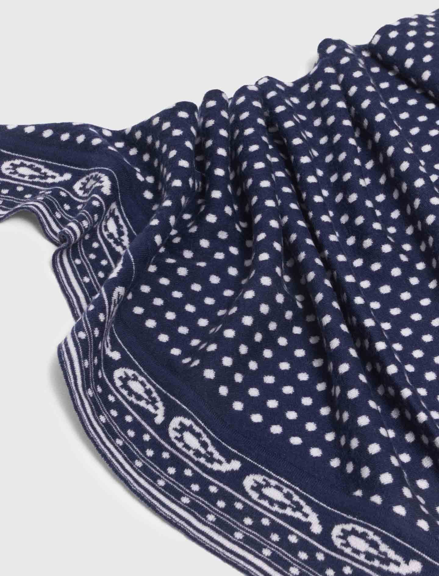Reversible Triangle Scarf Navy Polka Dot Bandana Print