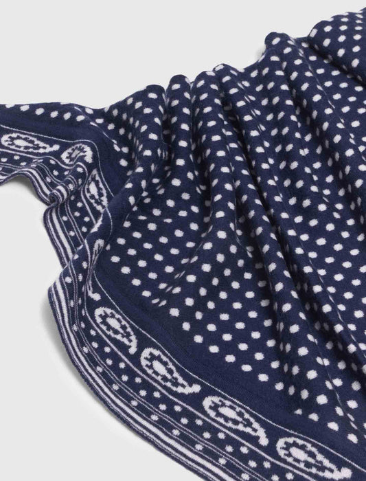 Reversible Triangle Scarf NAVY POLKA DOT BANDANA PRINT