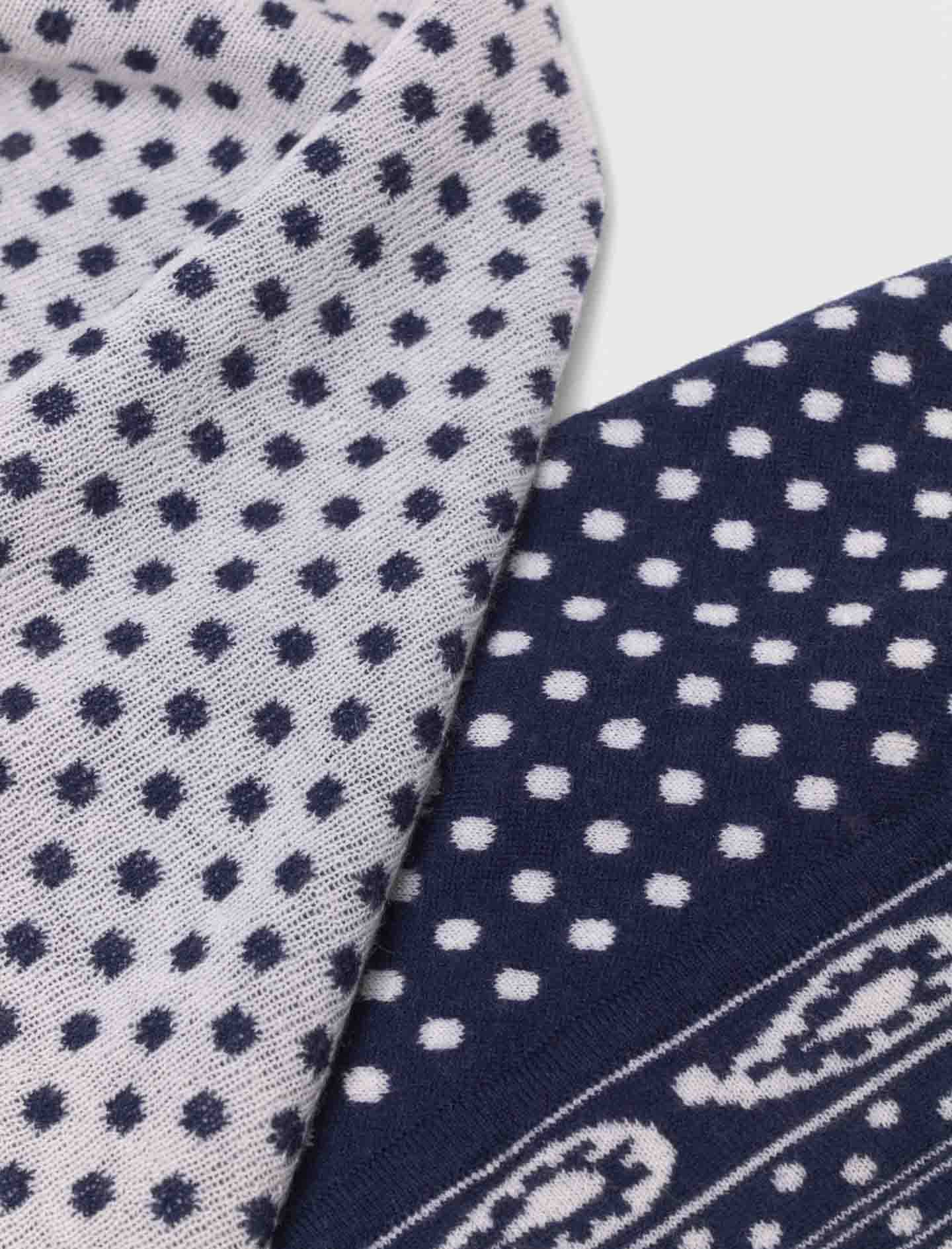 Reversible Triangle Scarf Navy Polka Dot Bandana Print
