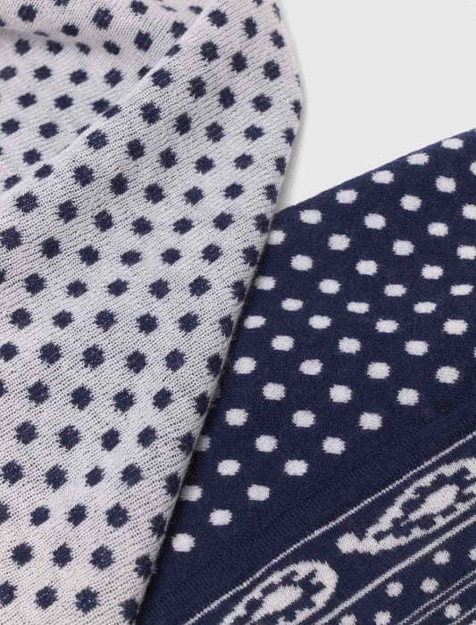 Reversible Triangle Scarf NAVY POLKA DOT BANDANA PRINT