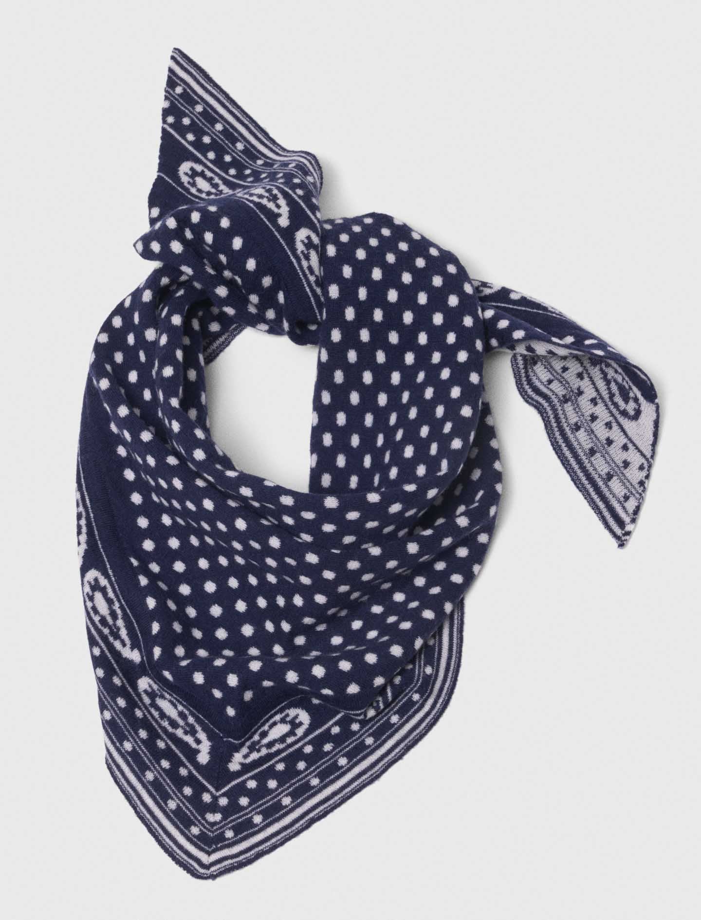 Reversible Triangle Scarf Navy Polka Dot Bandana Print
