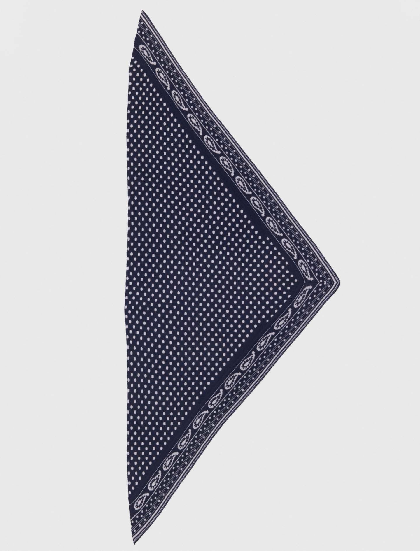 Reversible Triangle Scarf Navy Polka Dot Bandana Print